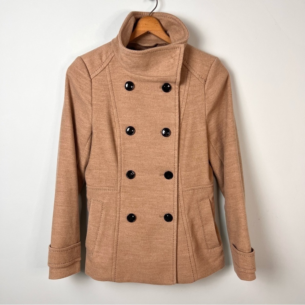 H&M Double Breasted Funnel Neck Peacoat